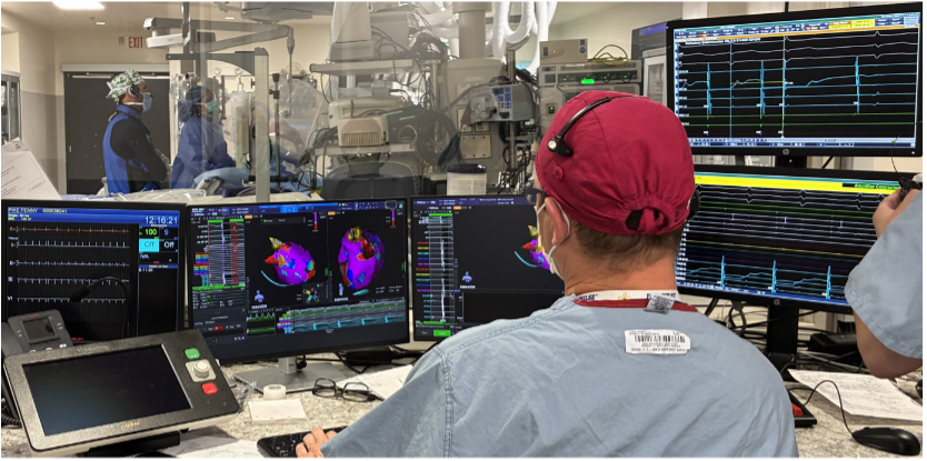 “Doctor using the Opal HDx Mapping System and viewing images on a monitor